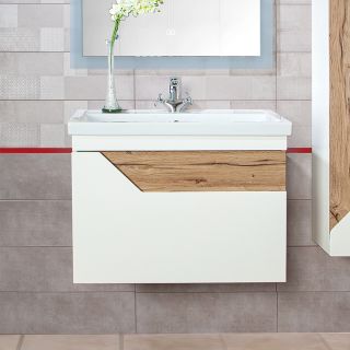 Тумба под раковину Бриклаер Брайтон 4627125415807 70 см белый/дуб